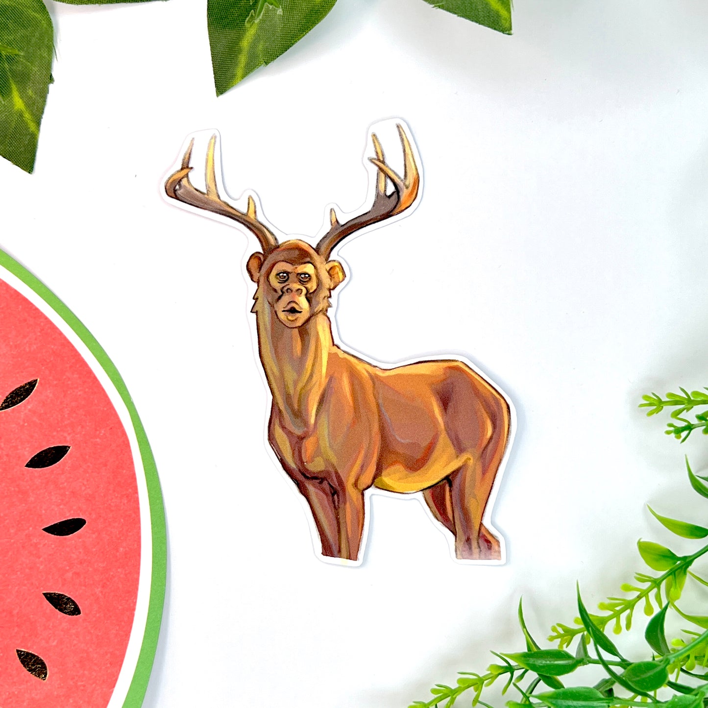 Monkey Deer | 8 x 10 cm Gloss/Matte Vinyl Sticker